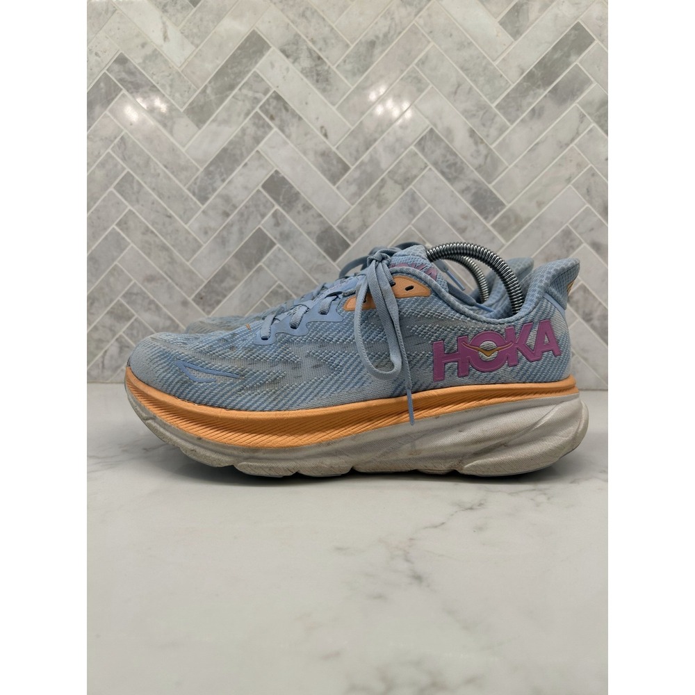 Hoka One One Clifton 9 Running Sneakers Womens Size 10.5B 10.5 B Airy Blue Shoes